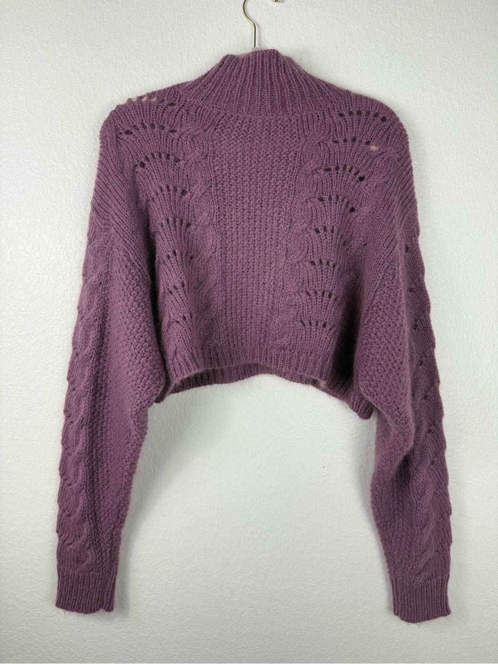 Free People Cropped Mohair Sweater Purple mauve size S